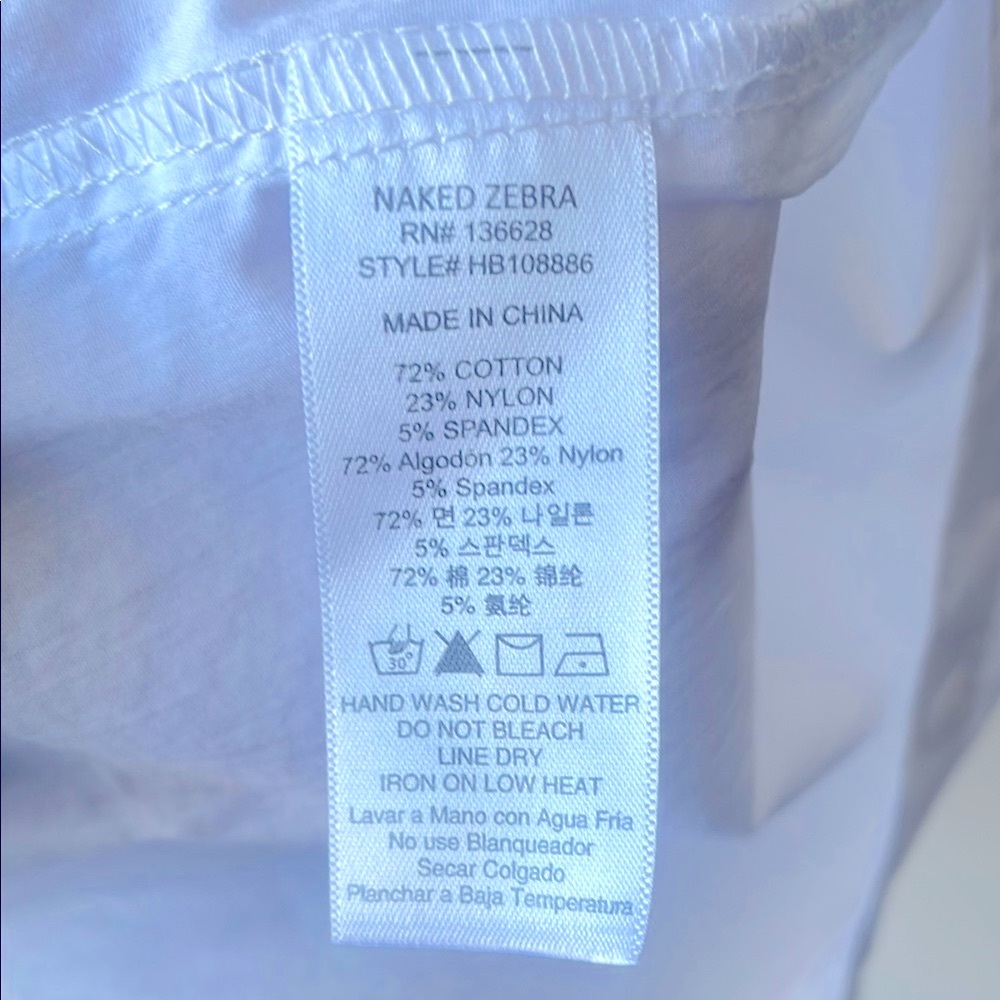 Naked Zebra White Button Down Top with Classic Collar - Picture 8 of 8